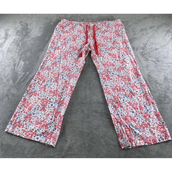 Old Navy Other - Old Navy Intimates Womens XL Floral Pajama Pants Pink Red White Wide Leg Lounge